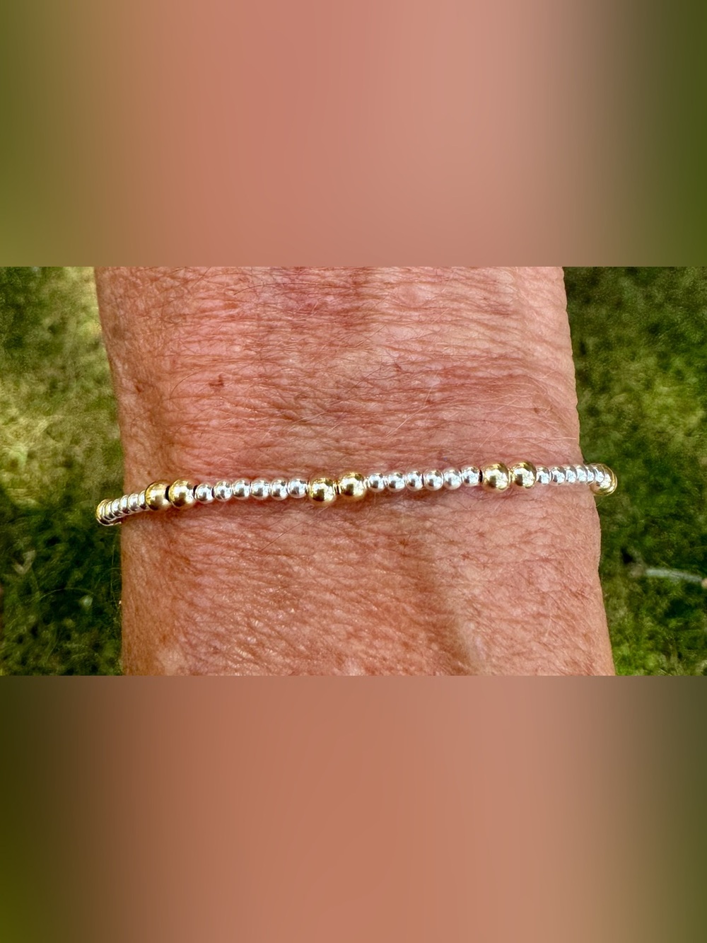 Handmade sterling silver and 14k gold filled bead bracelet - Picture 2 of 3